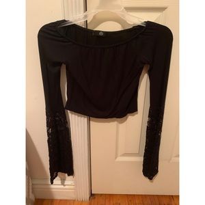 $5 Bundle - Crop Top with lace flare sleeves